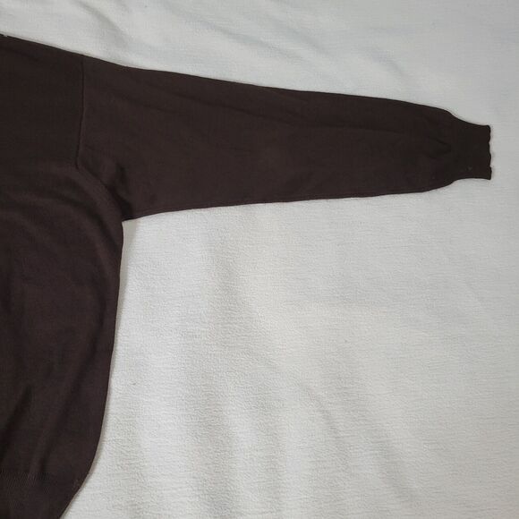 Turnbury Sweater Mens Size 48 Extra Fine Merino Wool V-Neck Pullover Brown Italy - Picture 15 of 16
